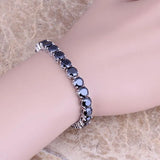 CZ Silver Plated Link Bracelet 7 inch
