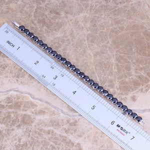 CZ Silver Plated Link Bracelet 7 inch