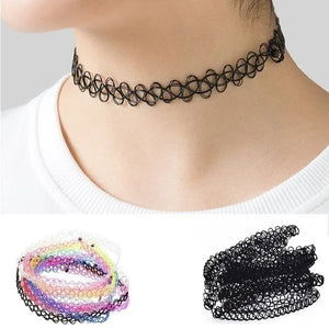 Gothic Punk Elastic Hollow Chocker Women Jewelry Fishline Stretch Necklace