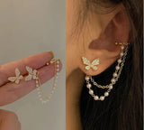 Butterfly Earbone Chain Tassel Earrings Personalized