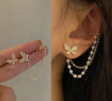 Butterfly Earbone Chain Tassel Earrings Personalized
