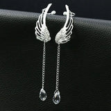 Delysia King Women Angel Wings Earrings Crystal Tassel Jewelry