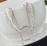Delysia King Women Angel Wings Earrings Crystal Tassel Jewelry