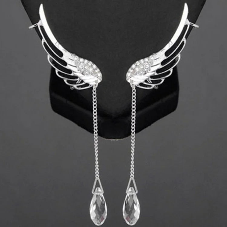 Delysia King Women Angel Wings Earrings Crystal Tassel Jewelry