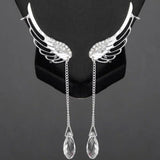 Delysia King Women Angel Wings Earrings Crystal Tassel Jewelry