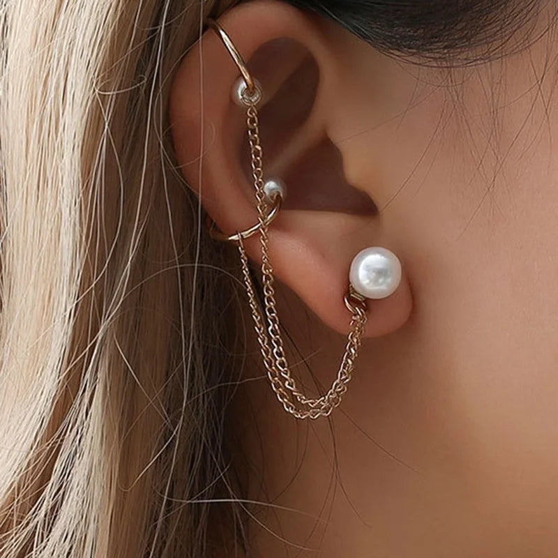 Delysia King Tassel Earrings Pearl 1 Piece Temperament Ear Buckle