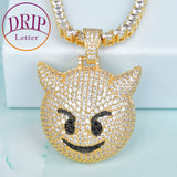 Evil Expression Necklace with 4mm Tennis Chain