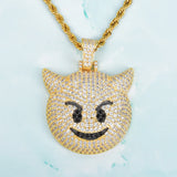 Evil Expression Necklace with 4mm Tennis Chain