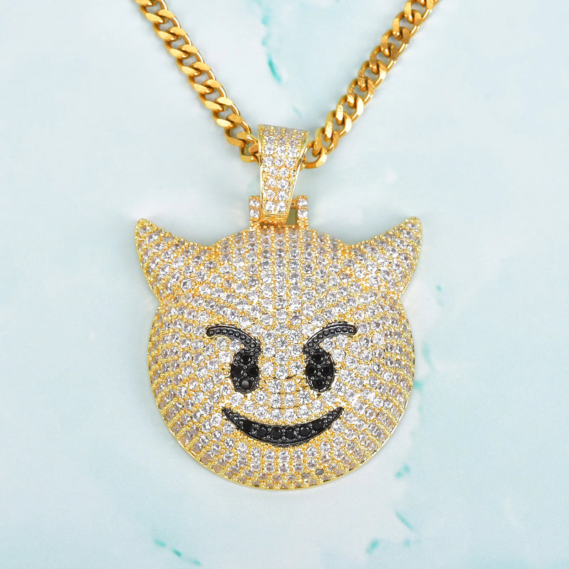 Evil Expression Necklace with 4mm Tennis Chain