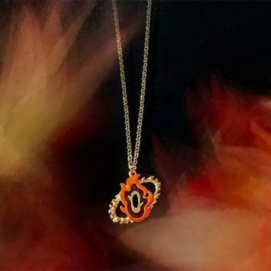 Demon Slayer Rengoku Kyoujurou Necklace Women Cosplay Charms Chain Pendant