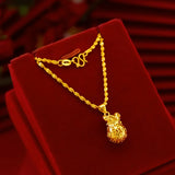 18K Lucky Purse Pendant Necklace Woman Clavicle Chain Jewelry