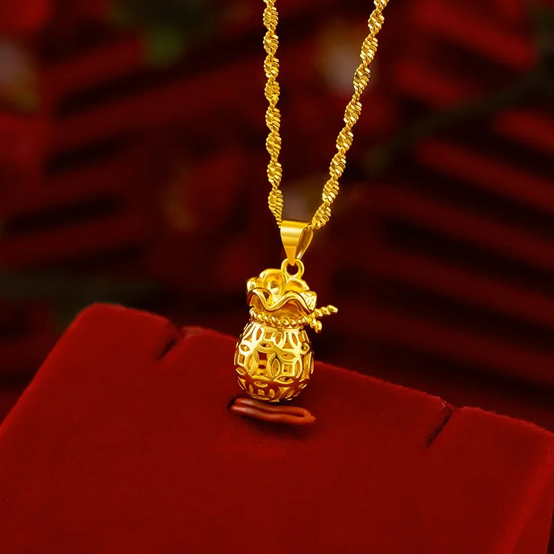 18K Lucky Purse Pendant Necklace Woman Clavicle Chain Jewelry