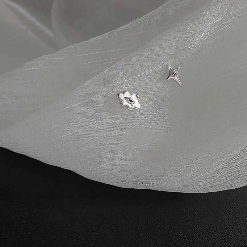 925 Silver Asymmetry Star Earrings for Women