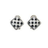 925 Silver Checkerboard Earrings For Women