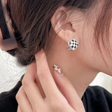 925 Silver Checkerboard Earrings For Women