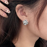 925 Silver Checkerboard Earrings For Women