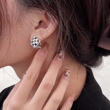 925 Silver Checkerboard Earrings For Women