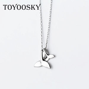 925 Silver Mermaid Tail Necklace Dolphin Charm Pendant Jewelry