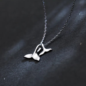 925 Silver Mermaid Tail Necklace Dolphin Charm Pendant Jewelry