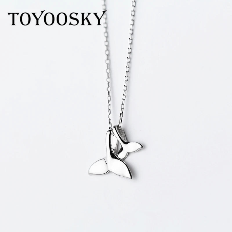 925 Silver Mermaid Tail Necklace Dolphin Charm Pendant Jewelry