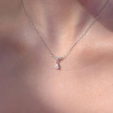 925 Silver Necklace Water Zircon Pendant Choker Charms