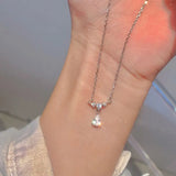 925 Silver Necklace Water Zircon Pendant Choker Charms