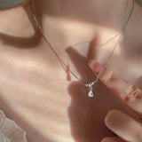 925 Silver Necklace Water Zircon Pendant Choker Charms