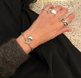 Heart Chain Bracelet Women 100% S925 Silver Fine Jewelry