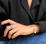 Heart Chain Bracelet Women 100% S925 Silver Fine Jewelry
