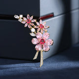 CZ Stone Flower Brooch Pin Plated Wedding Party Corsage
