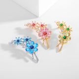 CZ Stone Flower Brooch Pin Plated Wedding Party Corsage