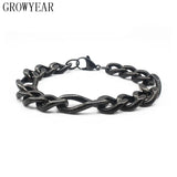 Antique Charm Bracelet Bangle Men Link Chain Clasp Stainless Steel