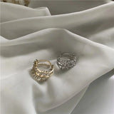French Snakesbone Braided Double Cross Chain Index Finger Retro Ring