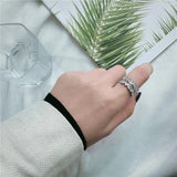 French Snakesbone Braided Double Cross Chain Index Finger Retro Ring