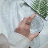 French Snakesbone Braided Double Cross Chain Index Finger Retro Ring
