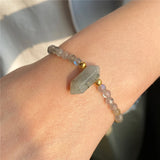 Tiger Eye Quartzs Beaded Bracelet Hexagon Pendant Stone Bangle