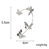 Rhinestone Butterfly Ear Cuff Crystal Earrings