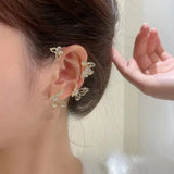 Rhinestone Butterfly Ear Cuff Crystal Earrings