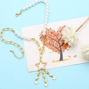 Charm Pearl Necklace Tassel Star Pendant Jewelry Gift