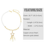 Charm Pearl Necklace Tassel Star Pendant Jewelry Gift