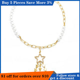 Charm Pearl Necklace Tassel Star Pendant Jewelry Gift