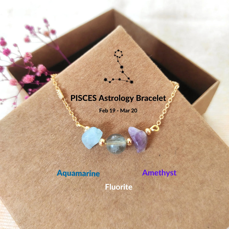 Pisces Adjustable Natural Stone Chain Bracelet
