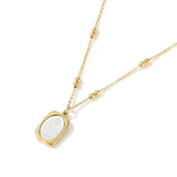 Sense Glass Mirror Rose Pendant Stainless Steel Necklace