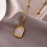 Sense Glass Mirror Rose Pendant Stainless Steel Necklace