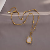 Sense Glass Mirror Rose Pendant Stainless Steel Necklace