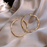 Golden Bamboo Shape Hoop Earrings, Wedding Party Jewelry