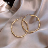 Golden Bamboo Shape Hoop Earrings, Wedding Party Jewelry