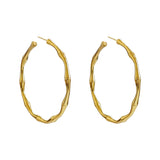 Golden Bamboo Shape Hoop Earrings, Wedding Party Jewelry