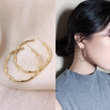 Golden Bamboo Shape Hoop Earrings, Wedding Party Jewelry