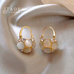 Opals Flower Basket Pendant Earrings for Girls